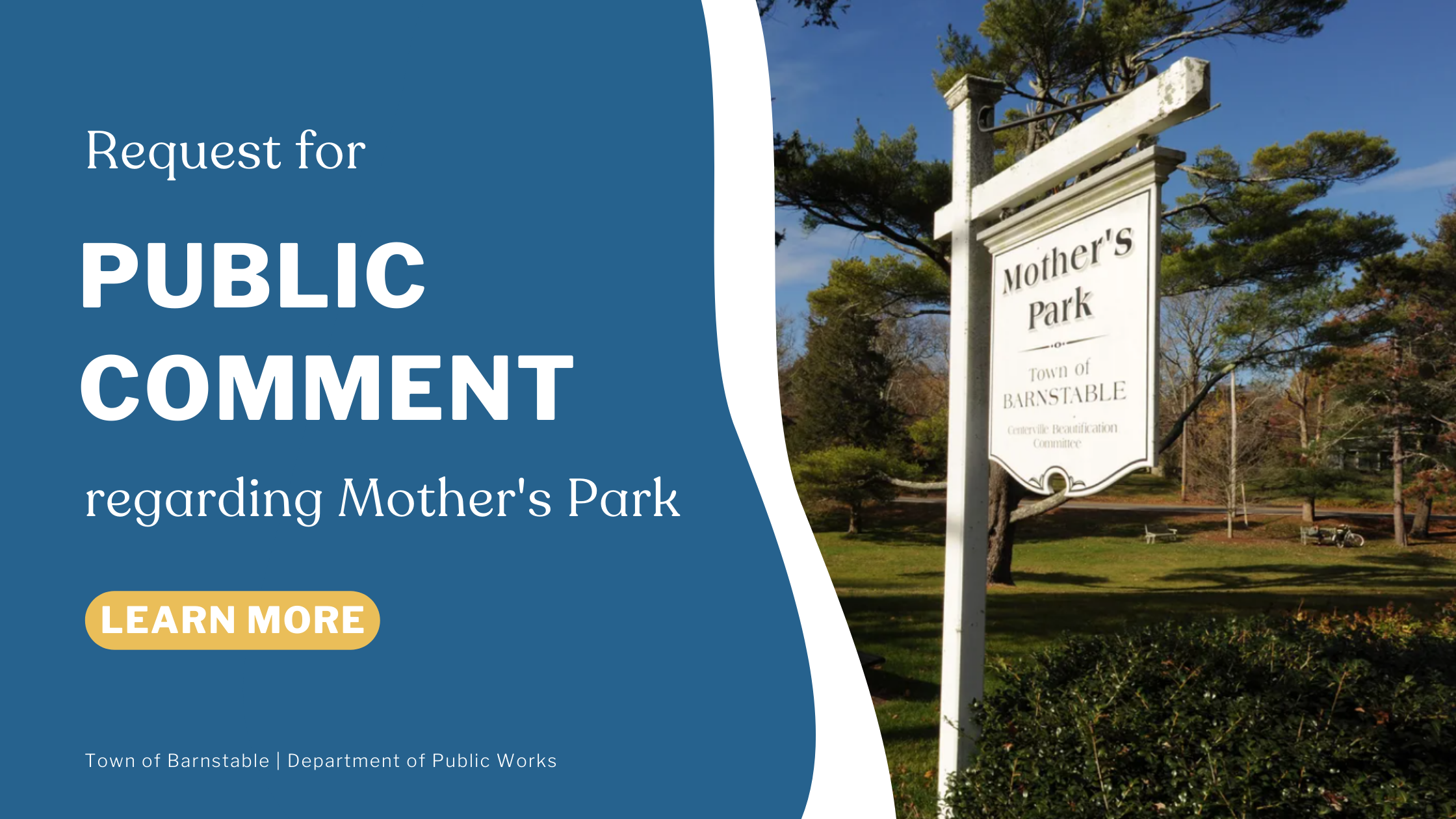 Mother's Park Centerville Request for Public Comment