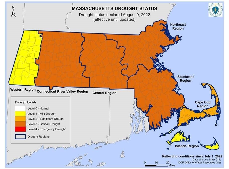 Map of Massachusetts Drought Regions