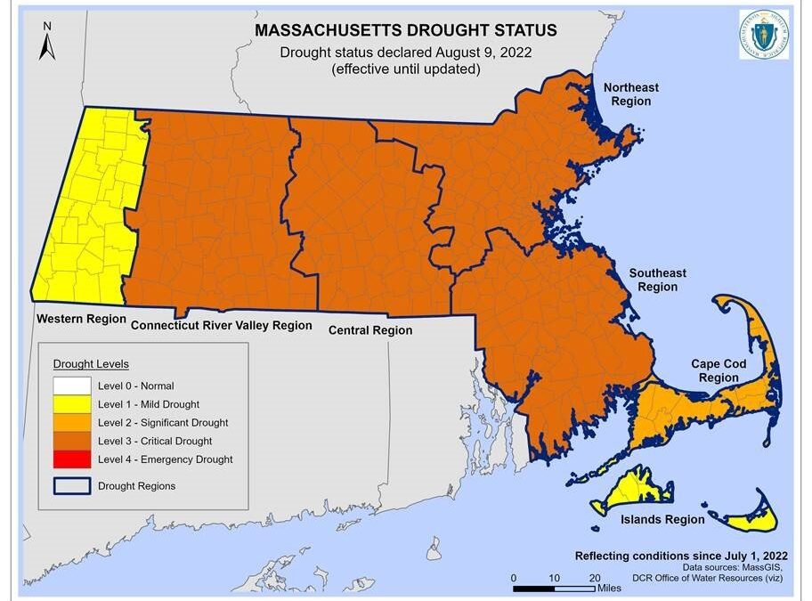 Drought Conditions Worsen in CT River Valley, Southeast, and Cape Cod Regions